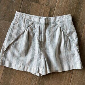 BCBGeneration linen/cotton gray/ivory striped mom shorts size 8